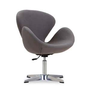 Raspberry Grey and Polished Chrome Adjustable Swivel Arm Chair