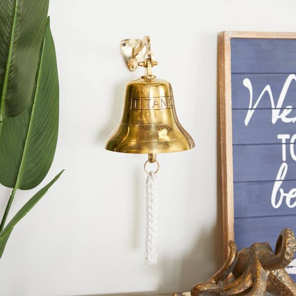 Litton Lane 7 in. x 10 in. Gold Brass Nautical Bell Wall Decor 57135 - The  Home Depot