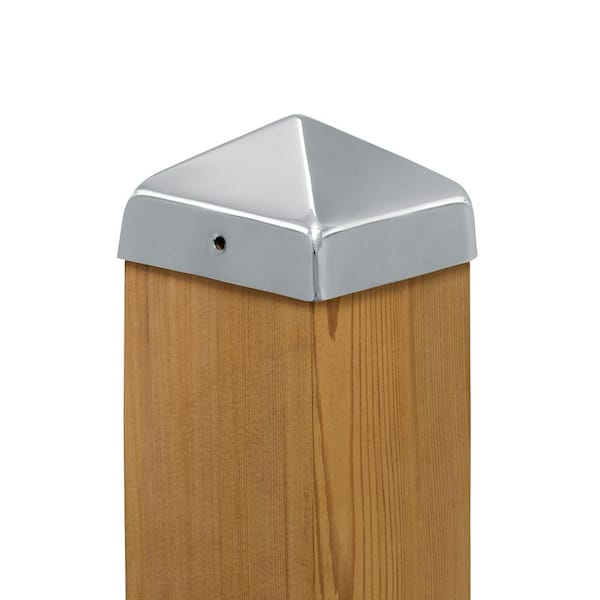 5 in. x 5 in. Stainless Steel Pyramid Slip Over Fence Post Cap