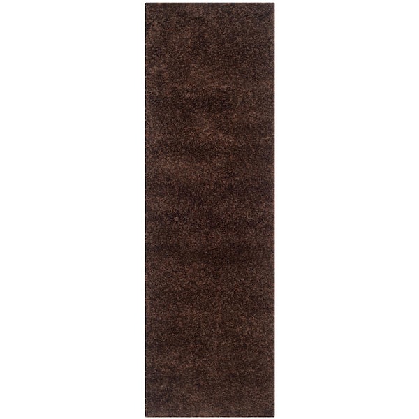 SAFAVIEH California Shag Brown 2 ft. x 7 ft. Solid Runner Rug