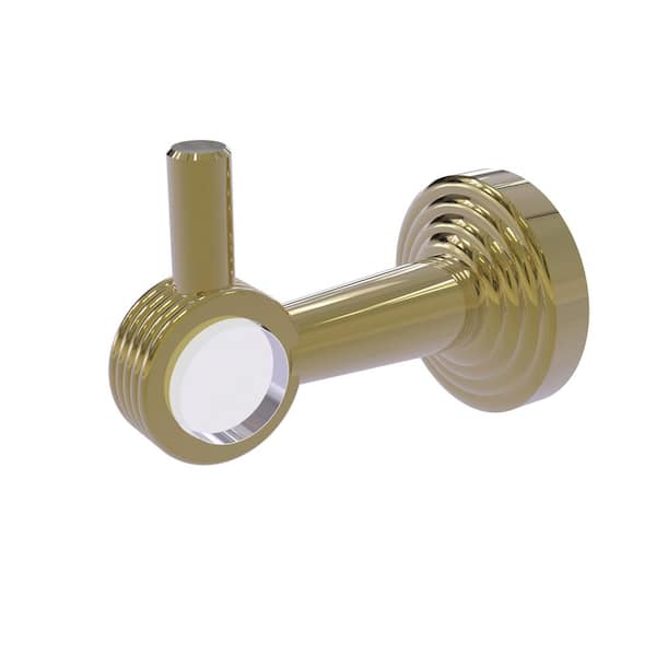 Allied Brass Pacific Beach Collection J-Hook Robe/Towel Hook with Groovy Accents in Unlacquered Brass