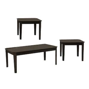 23.5 in. Brown Square Wood Top Rectangular Coffee End Table (Set of 3)