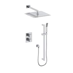 ZLINE Crystal Bay 2-Spray Patterns with 2 GPM 15.8" Wall Mount Dual Shower Heads Shower System in Chrome