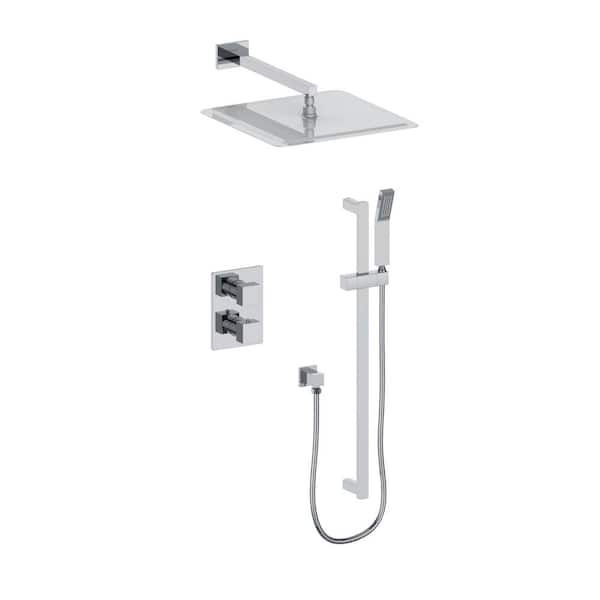 ZLINE Kitchen and Bath ZLINE Crystal Bay 2-Spray Patterns with 2 GPM 15.8" Wall Mount Dual Shower Heads Shower System in Chrome