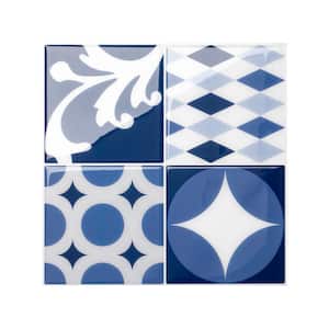 Vintage Azur Blue / Yellow 9 in. x 9 in. Vinyl Peel and Stick Tile (2.38 sq. ft./ 4-pack)