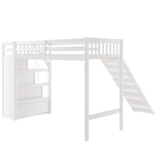 White Twin Size Loft Bed With Storage, Whalen Furniture Loft Bed Instructions
