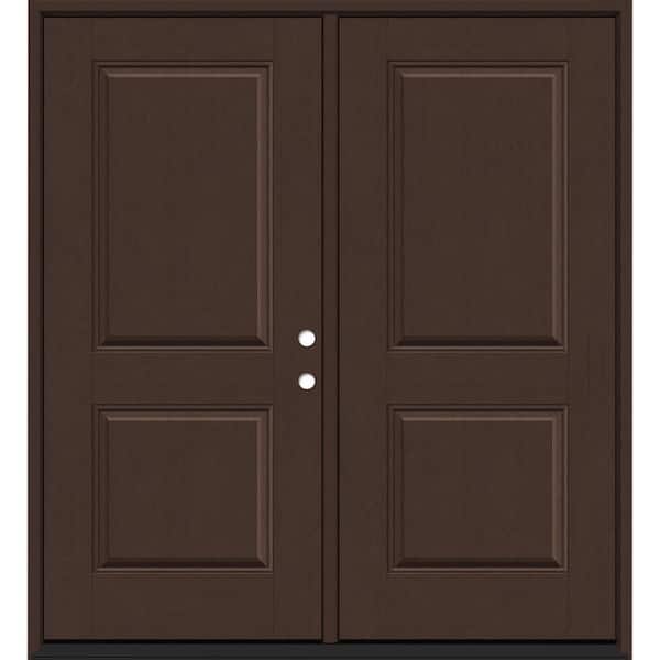 Regency 72 in. x 80 in. 2P Squaretop RHIS Chestnut Stain Fiberglass Double Prehung Front Door with 6-9/16 Jamb