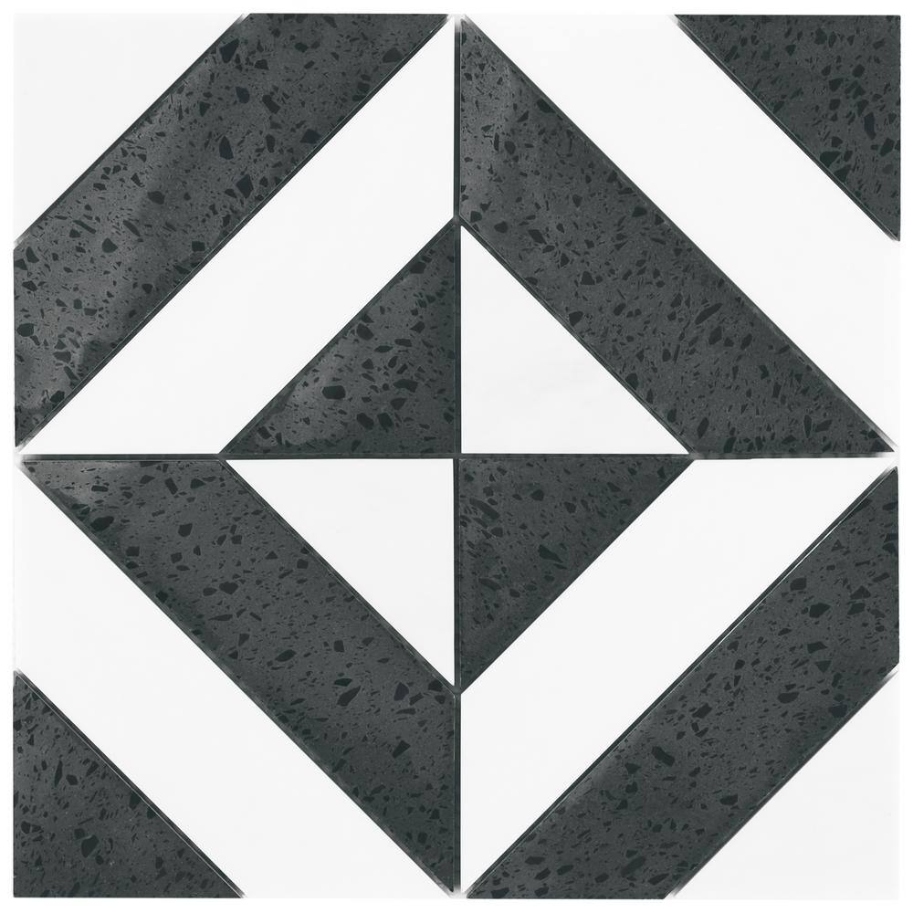 Pepper Black and White Polished Marble Mosaic Tile