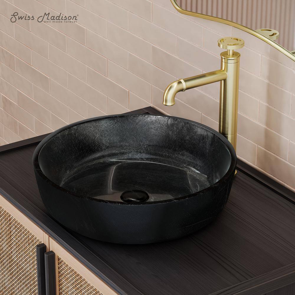 Avallon Black Round Glass Above-Counter Vessel Sink