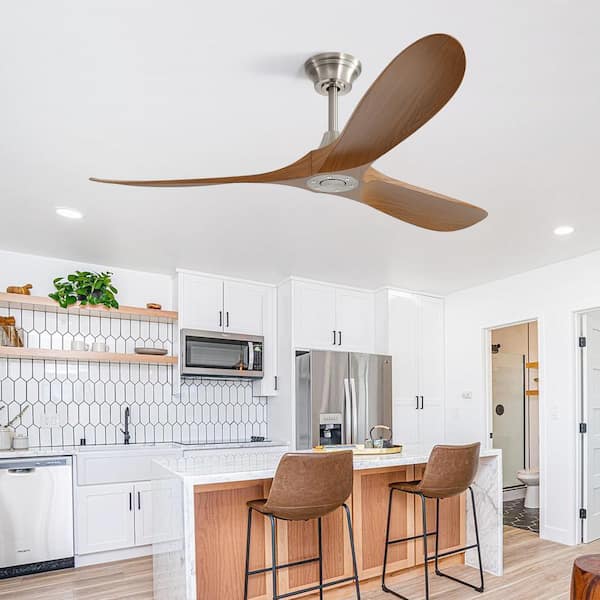 Evan 60 in. Indoor Sand Nickel Walnut Ceiling Fan with Hanging Control and Reversible Motor for Living Room