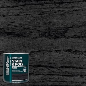 1 qt. TIS-083 True Black Gloss Semi-Transparent Water-Based Interior Wood Stain and Poly in One