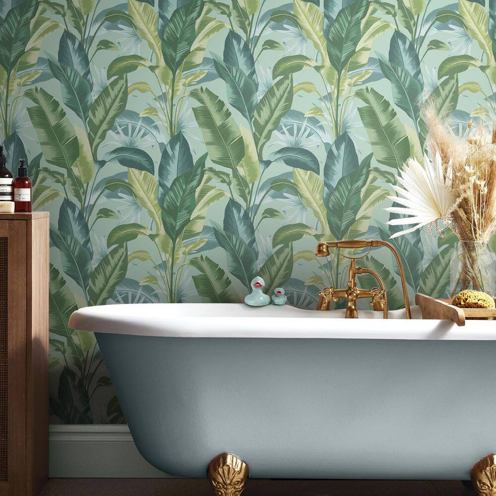 Twilight Tropical Leaf Removable Blue Wallpaper Roll