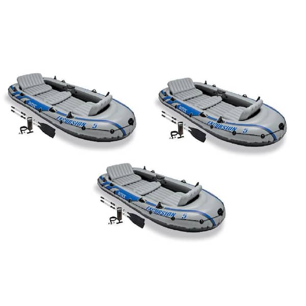 Intex 3 Person Boat Set w/ Aluminum Oars & Pump and Composite Boat Motor Mount