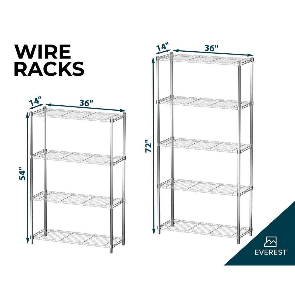 Everest 4-Tier Chrome Steel Utility Shelving Unit