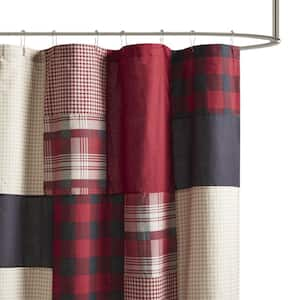 Sunset 72 in. Red 100% Cotton Shower Curtain