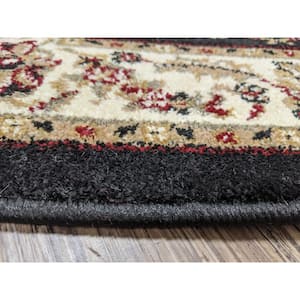Como Black 3 ft. x 5 ft. Traditional Oriental Scroll Area Rug