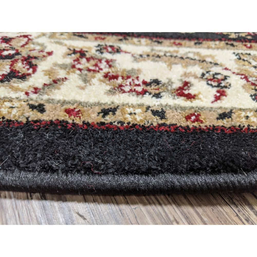 Reversible Black Oriental Scroll 5' x 7' Easy-Care Area Rug