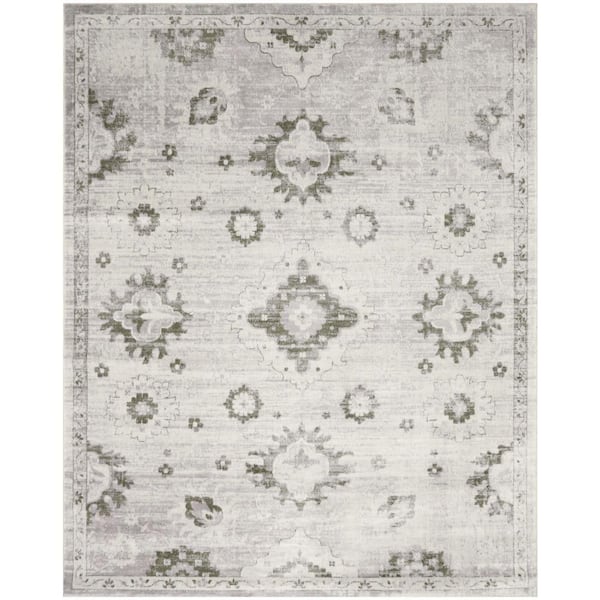 Nourison Astra Machine Washable Ivory 8 ft. x 10 ft. Distressed Traditional Area Rug