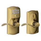 Schlage Camelot Antique Brass Electronic Door Lock with Door Lever