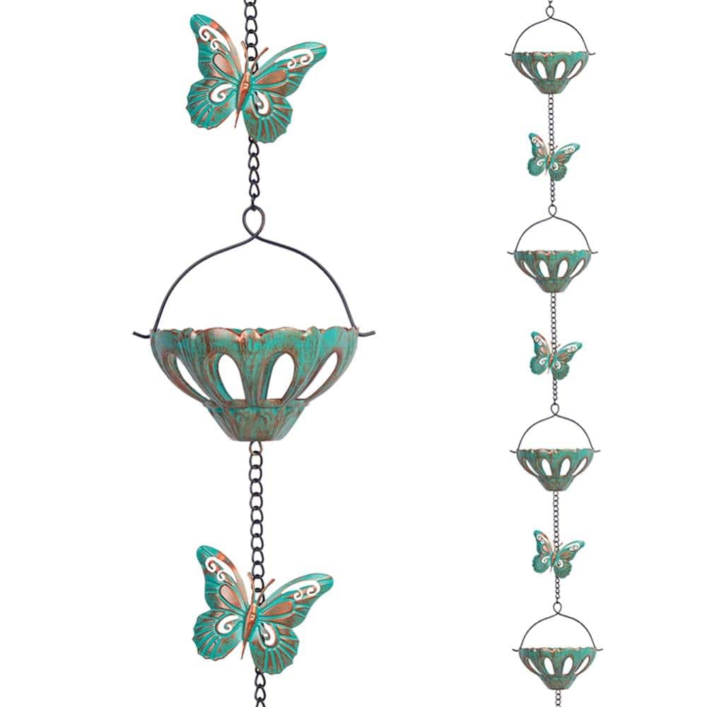 12 ft Rain Chain Adjustable Outdoor Downspout Replacement Green 12 Cups price history on PriceWatchPro