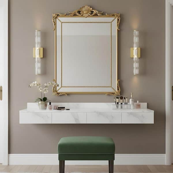 19.7 in. 1-Light Gold LED Modern Wall Sconce for Bathroom, Living Room, Bedroom, Hallway（2-Pack）