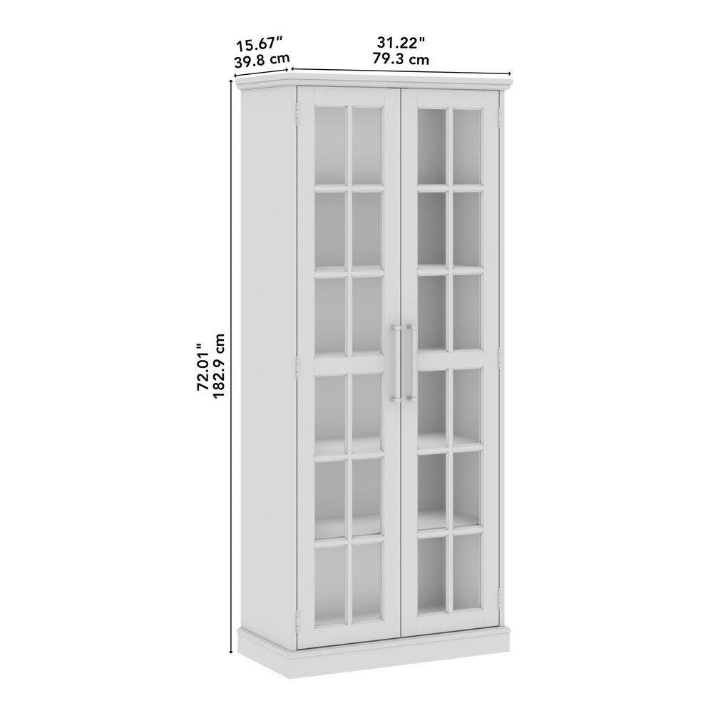 Tall Vintage Black and Tan Hickory Curio Cabinet with Glass Doors