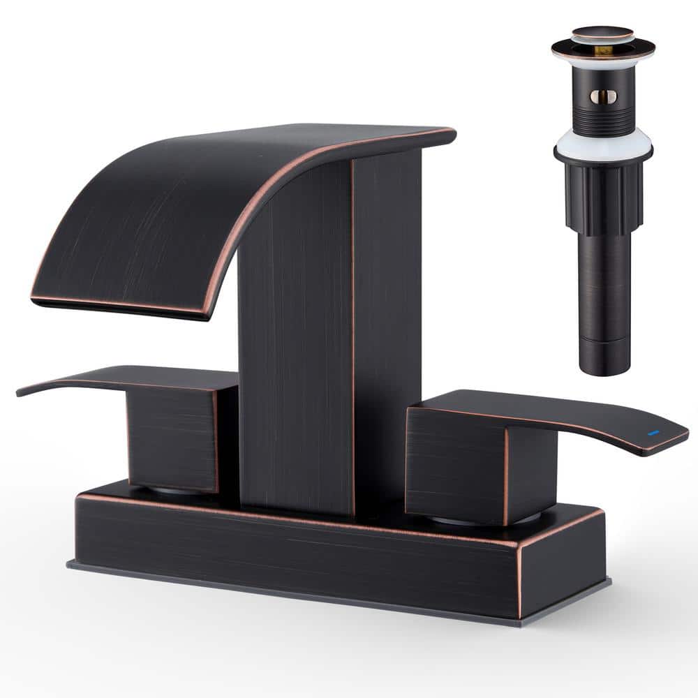 Oil Rubbed Bronze Double Handle Waterfall Bathroom Faucet