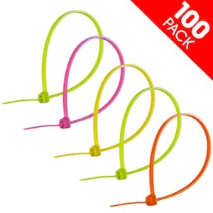8 in. Nylon Cable Ties - Assorted Neon Colors (100-Pieces)