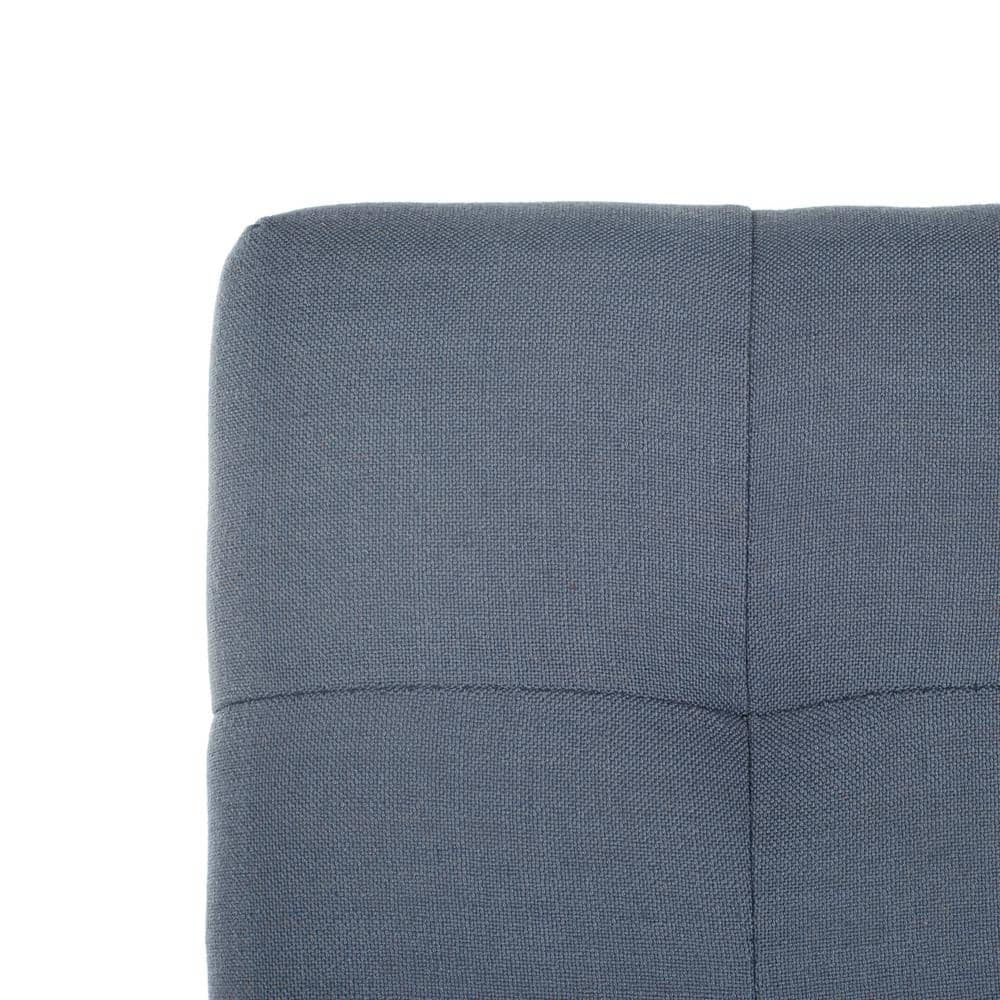 Navy Blue Tufted Linen Transitional Counter Stool, Set of 2