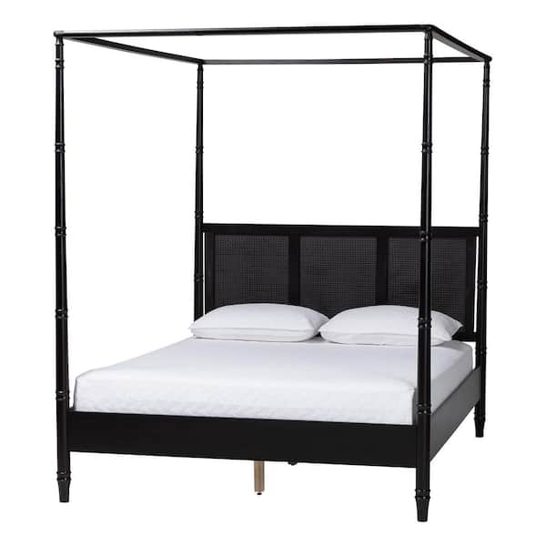 Marisela Black Wood Frame King Canopy Bed