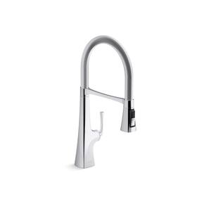 Graze Semi-Professional Single Handle Pull Down Sprayer Kitchen Faucet in Vibrant French Gold