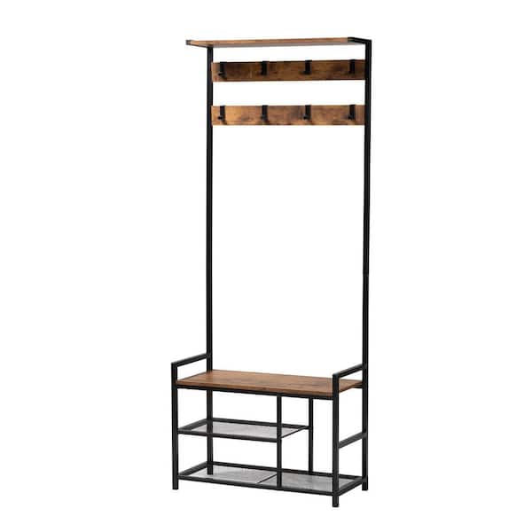 Baxton Studio Edan Walnut Brown and Black Coat Hanger