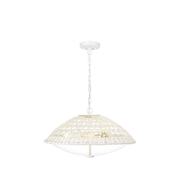 thumbnail image 2 of SAFAVIEH Lighting Collection Angie Boho Farmhouse Cream 18-inch Diameter 3-light Beaded Adjustable Hanging Pendant Light Fixture With Tassel (LED... 2 of 14