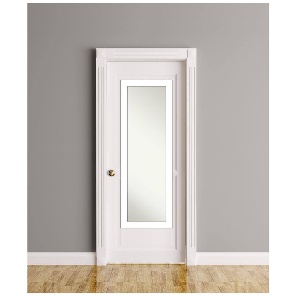 Contemporary Satin White Full-Length Over-the-Door Mirror