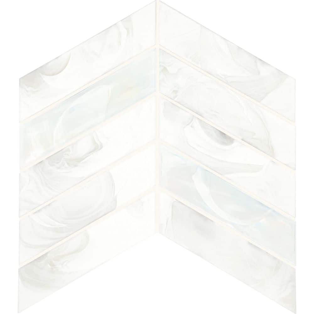 Daltile Starcastle Milky Way 13 in. x 12 in. Glass Chevron Mosaic Tile