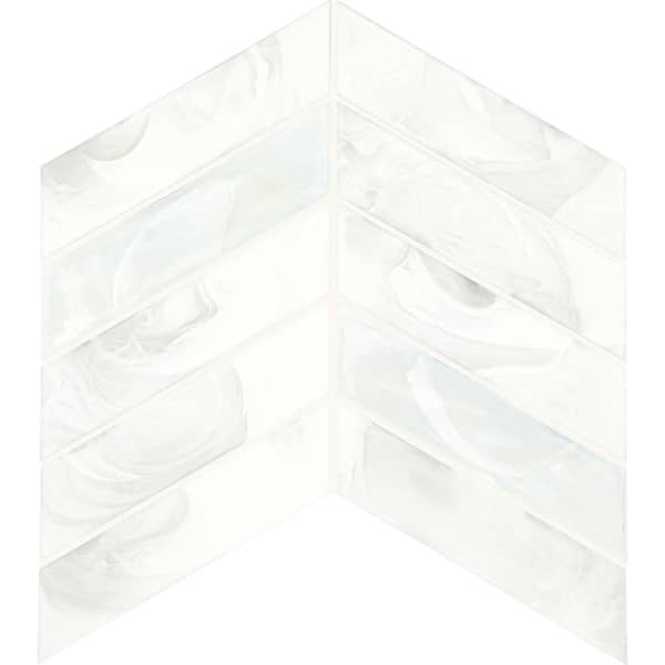 Daltile Starcastle Milky Way 13 in. x 12 in. Glass Chevron Mosaic Tile (573.75 sq. ft./Pallet)
