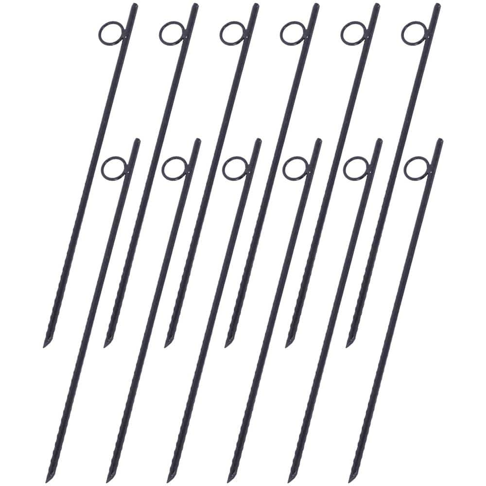 Amucolo 12Piece HeavyDuty Steel Rebar Stake with Loop Grip Rebar 3/8