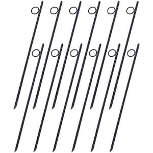 12-Piece Heavy-Duty Steel Rebar Stake with Loop Grip Rebar 3/8 x 18 in. Tent Canopy Ground Stakes with Angled Ends