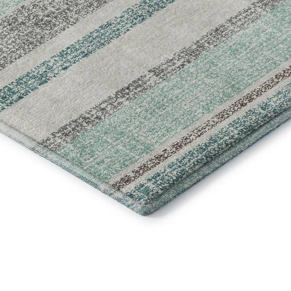 Mayfield Premium Machine Washable Abstract AMF2122 Teal 3 ft. x 5 ft. Area Rug