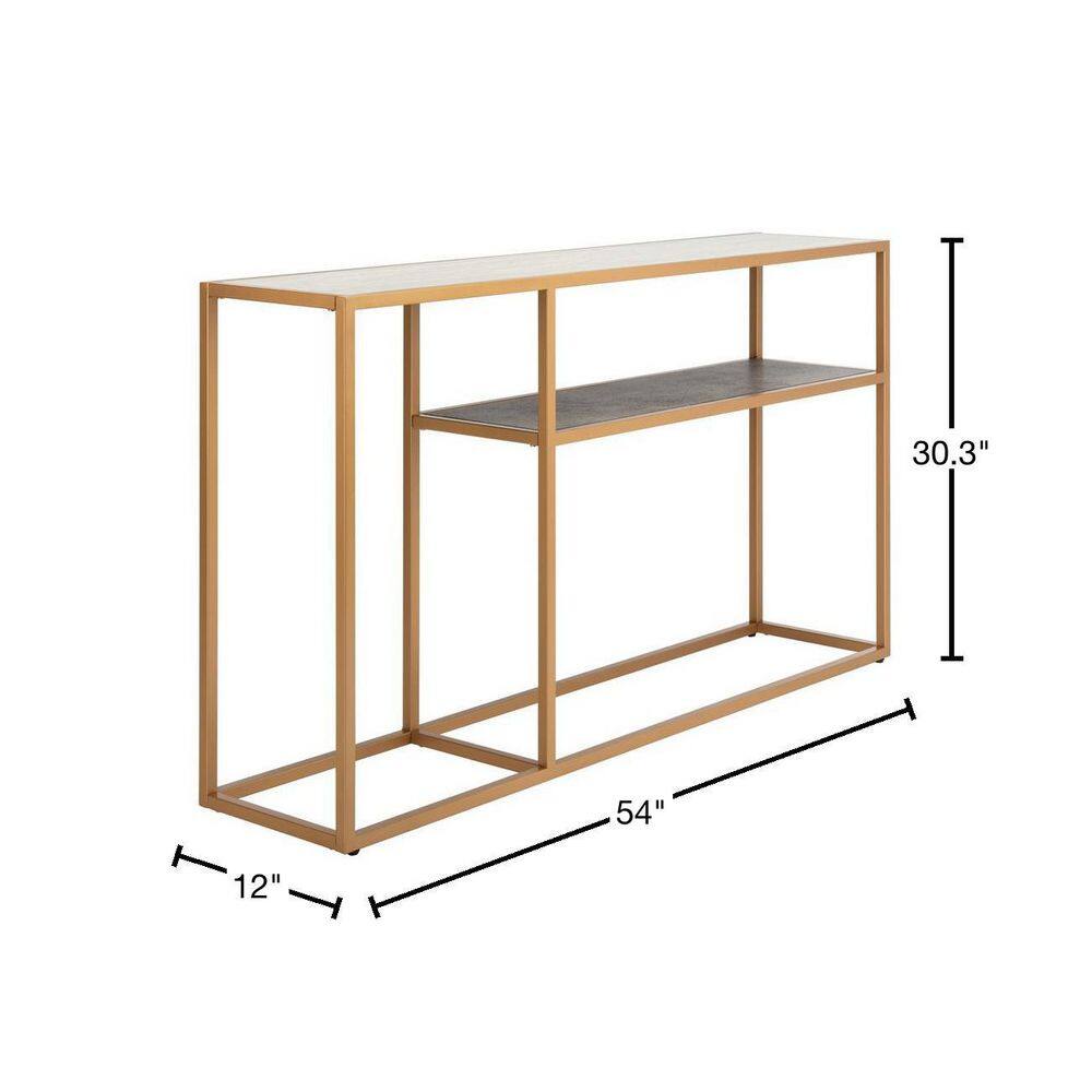 Octavia Transitional 54'' Black & Gold Metal Console Table with Storage