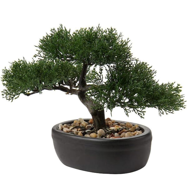 9 in. Artificial Lifelike Juniper Bonsai Tree: Elegant Faux Plant
