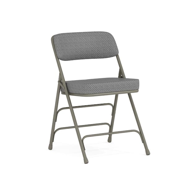 Flash Furniture Hercules Series Premium Curved Triple Braced & Double Hinged Gray Fabric Upholstered Metal Folding Chair