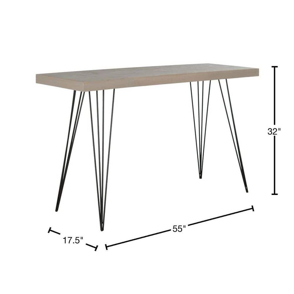 Gray and Black Rectangular Wood and Metal Console Table