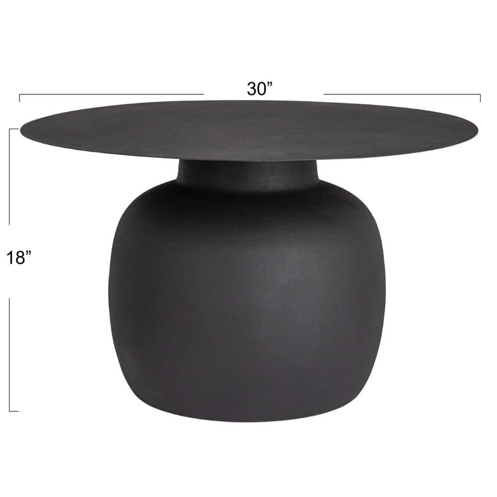30 in. Black Round Modern Metal Coffee Table