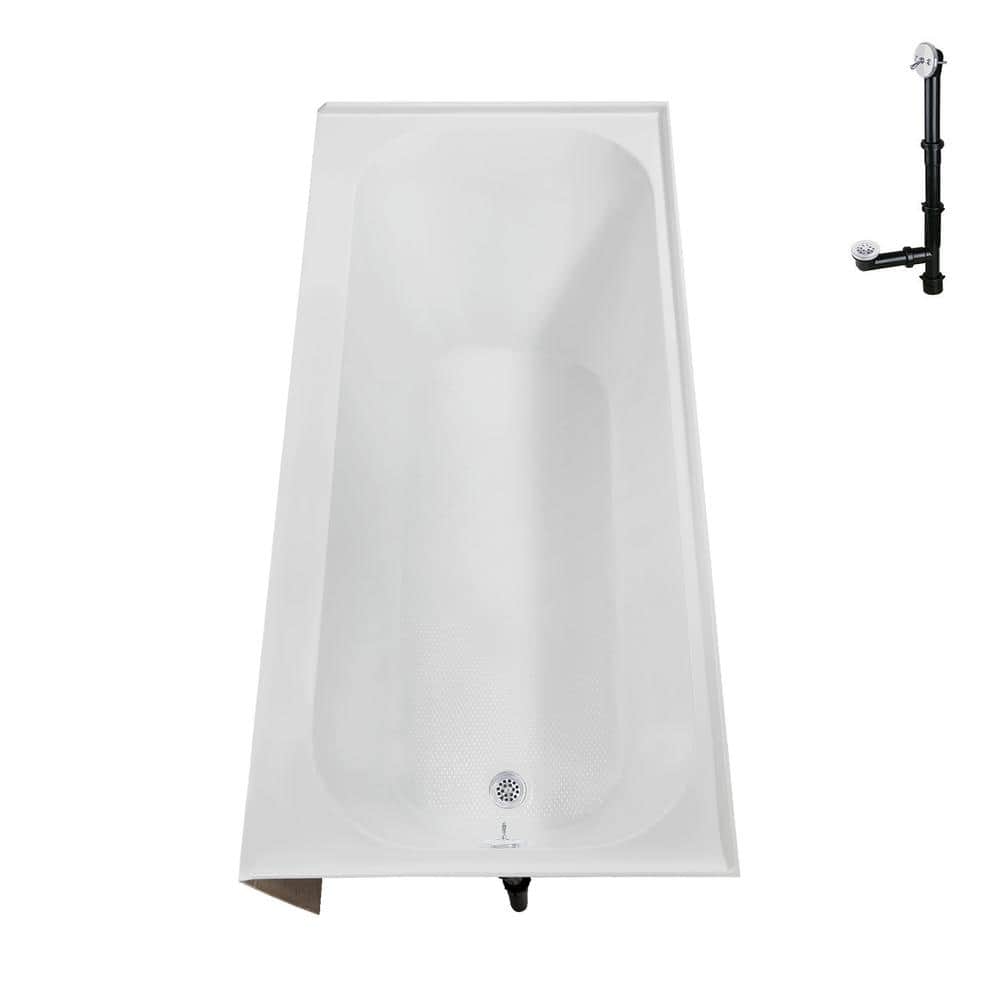 66" Glossy White Acrylic Right-Hand Drain Alcove Bathtub