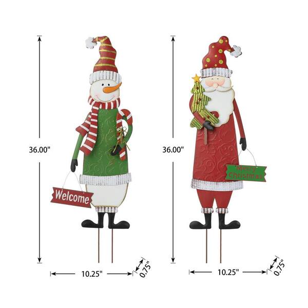 Glitzhome 14 in. H Christmas Hooked 3D Santa and Snowman Pillow (Set of 2)  2004800018 - The Home Depot