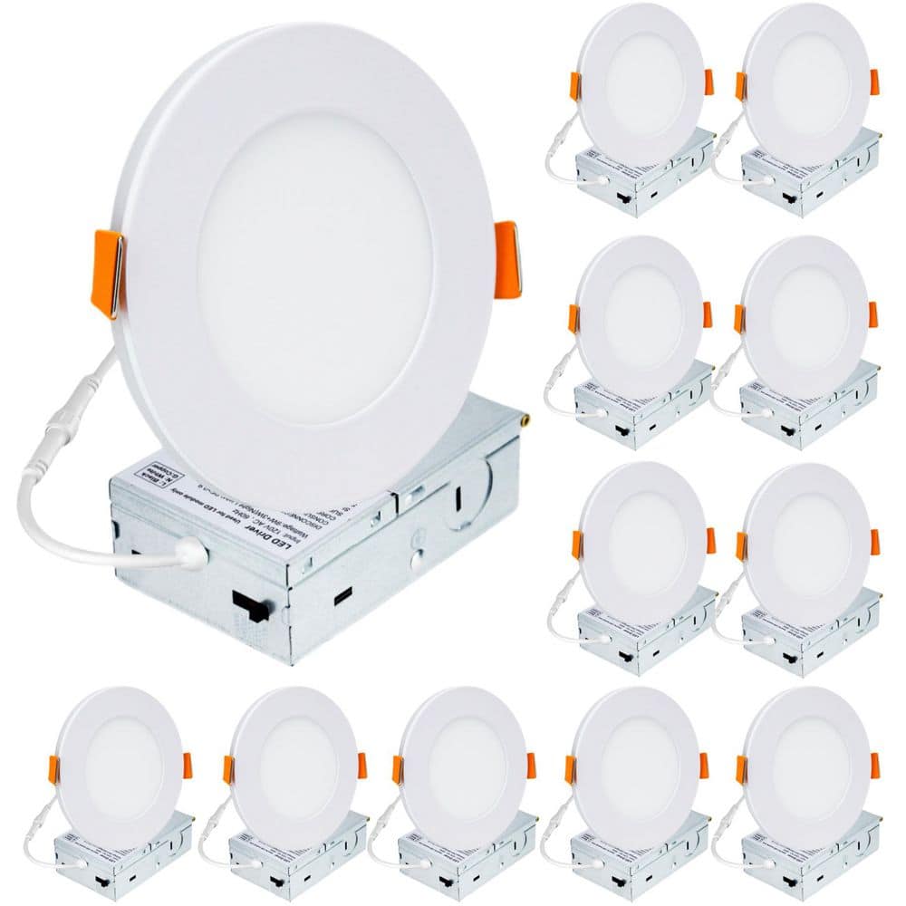 4 in. Adjustable 5CCT Canless Dimmable 0-10v Integrated LED Recessed Celing Light with Night Light 900 Lumens (12-Pack) price history on PriceWatchPro