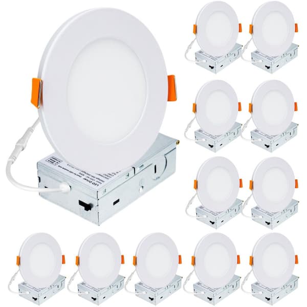 4 in. Adjustable 5CCT Canless Dimmable 0-10v Integrated LED Recessed Celing Light with Night Light 900 Lumens (12-Pack)