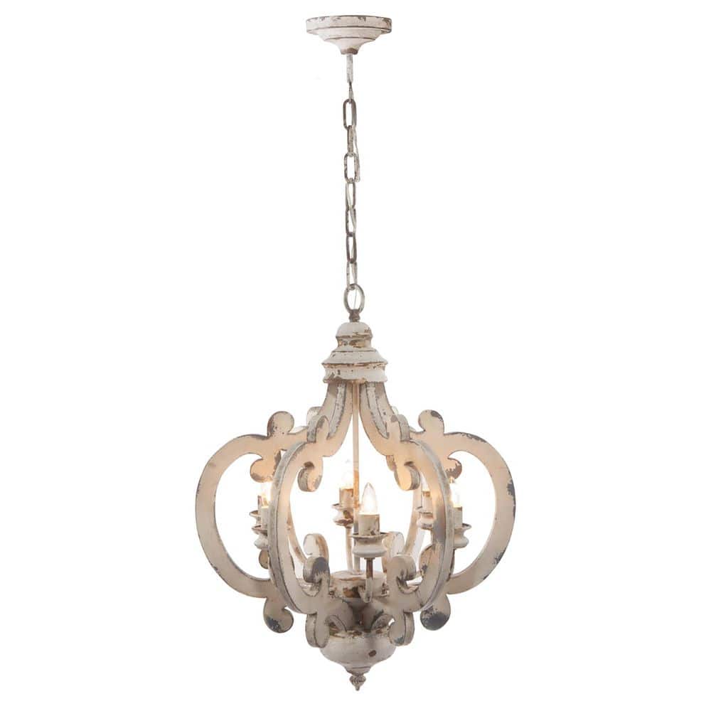 LaternBeaded 6-Light White Farmhouse Pendant Light Fixture with Adjustable Chain, Bulb Not Included price history on PriceWatchPro