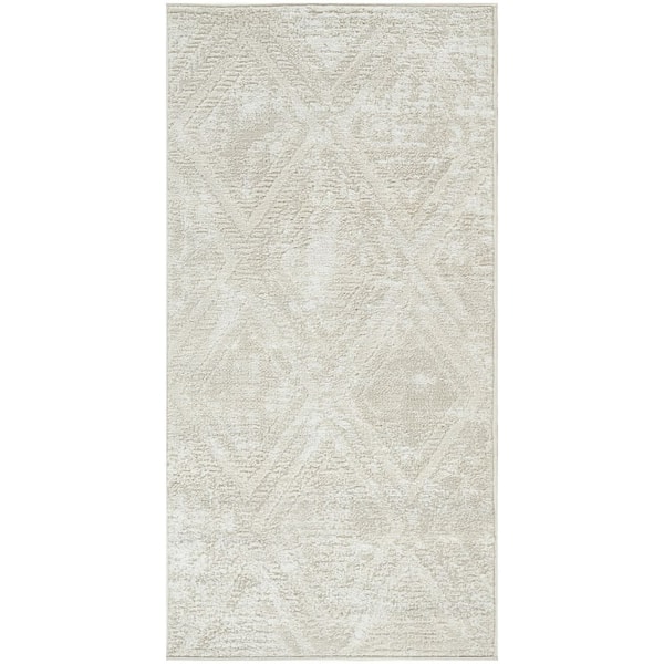 Dekor 2 ft. x 4 ft. Beige Diamond Contemporary Area Rug